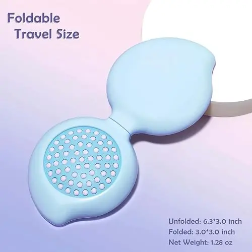 Arthaxi Mini Hair Brush with Mirror for Purse,Stocking Stuffers for Women, Teen Girl Gifts, Small Compact Mirror with Brush Combo for On the Go, Folding Hair Brush and Mirror Kit for Pocket, Blue - 4