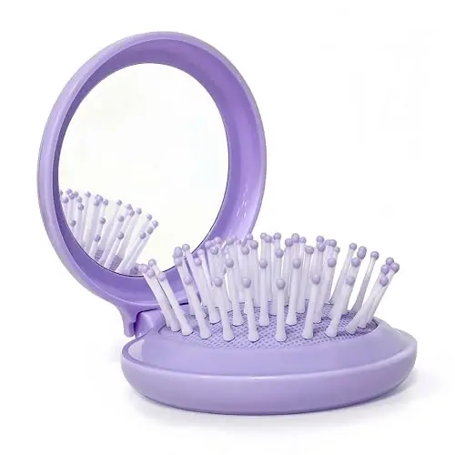 Arthaxi Mini Hair Brush Mirror Combo, Compact Purse Size, Elegant Violet Purple, 1-Pack - 1
