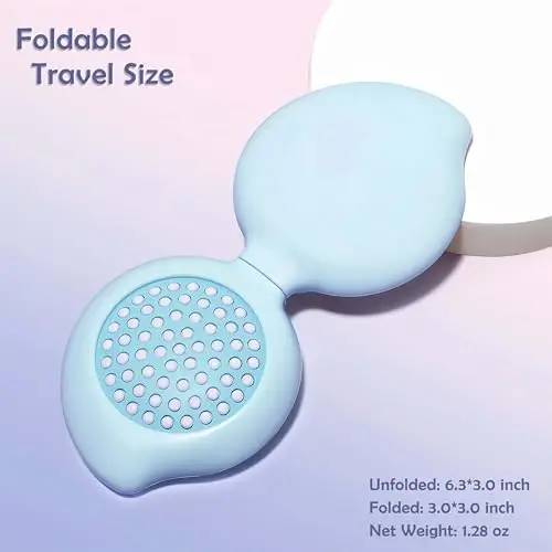 Arthaxi Mini Hair Brush with Mirror for Purse, Travel Hairbrush for Teen Girls, Small Compact Mirror with Brush Combo for On the Go, Folding Hair Brush and Mirror Kit for Pocket, Gifts for Women, Blue - 2