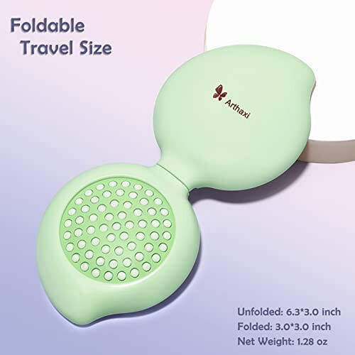 Arthaxi Hair Brush with Mirror, Compact Mirror and Mini Hair Brush Set, Folding Hairbrush for Women, Gifts for Women, Green - 4