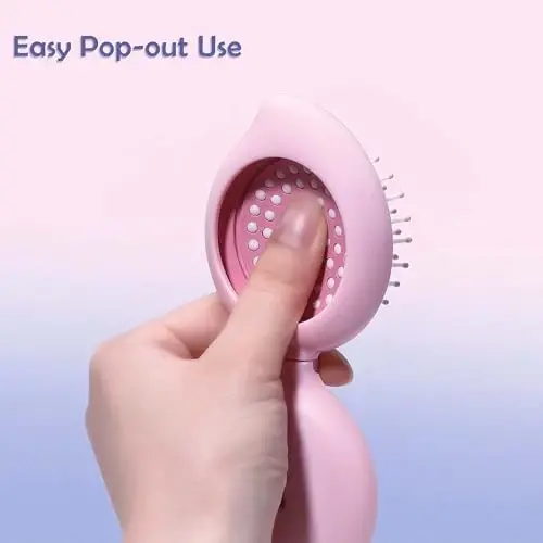 Arthaxi Travel Hair Brush with Mirror for Purse/Backpack, Mini Folding Hair Brush and Kawaii Pink Portable Makeup Mirror Set, Gifts for Girls - 6