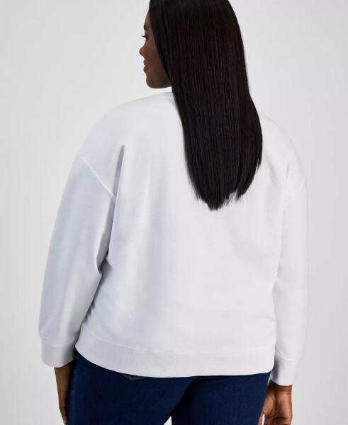 Artı Beden Chenille Ayı Sweatshirt Parlak Beyaz - 4