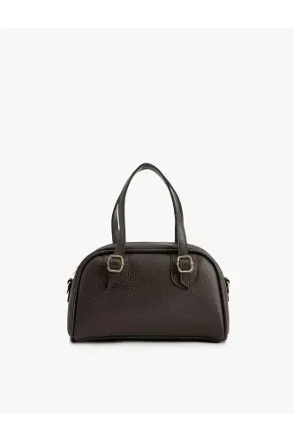 Artificial Leather Zippered Shoulder Bag with Strap-Coffee - KOTON (1)