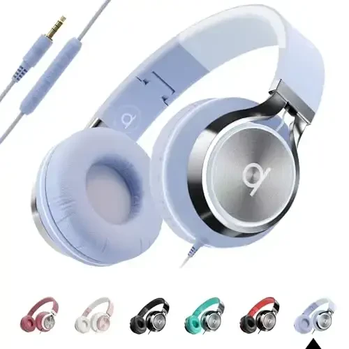 ARTIX CL750 On-Ear Headphones Wired with Mic and Volume Control — Noise Isolating Corded Over Ear Headphones with Microphone for Laptop and Computer, Plug in Headset with Cord (Aux Jack 3.5mm) - ARTIX