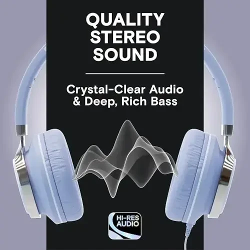 ARTIX CL750 On-Ear Headphones Wired with Mic and Volume Control — Noise Isolating Corded Over Ear Headphones with Microphone for Laptop and Computer, Plug in Headset with Cord (Aux Jack 3.5mm) - 2