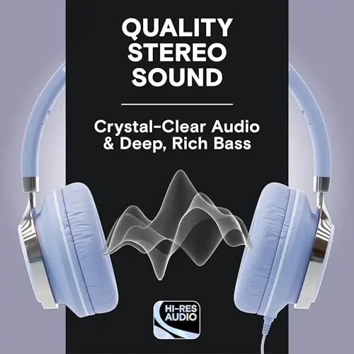 ARTIX CL750 On-Ear Headphones Wired with Mic and Volume Control — Noise Isolating Corded Over Ear Headphones with Microphone for Laptop and Computer, Plug in Headset with Cord (Aux Jack 3.5mm) - 2