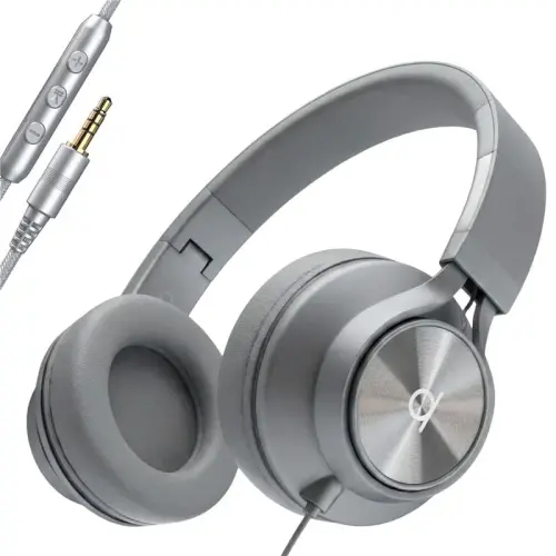 ARTIX CL750 Wired Headphones with Mic & Volume Control — Noise Isolating On-Ear Headphones for Computer and Laptop Wired, Plug in Corded Headphone with Wire (Foldable, Aux Jack 3.5mm) 