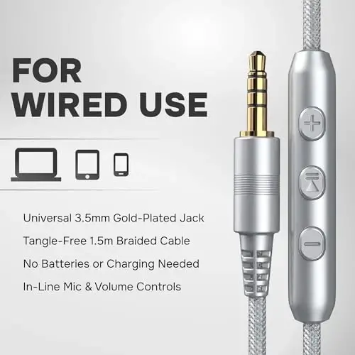 ARTIX CL750 Wired Headphones with Mic & Volume Control — Noise Isolating On-Ear Headphones for Computer and Laptop Wired, Plug in Corded Headphone with Wire (Foldable, Aux Jack 3.5mm) - 3
