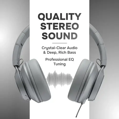 ARTIX CL750 On-Ear Headphones Wired with Mic and Volume Control — Noise Isolating Corded Over Ear Headphones with Microphone for Laptop and Computer, Plug in Headset with Cord (Aux Jack 3.5mm) - 2