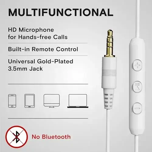 ARTIX CL750 Проводные наушники с микрофоном и регулятором громкости — Звукоизолирующие накладные наушники для компьютера и ноутбука, проводные, со штекером, накладные наушники с проводом (складные, разъем Aux 3,5 мм) - 5