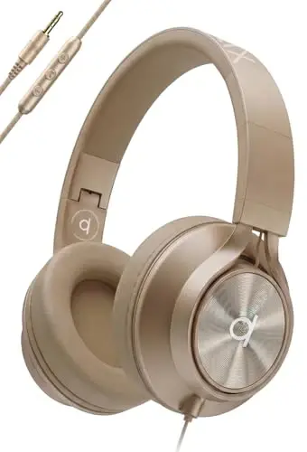ARTIX CL750 Wired Headphones with Mic — Noise Isolating On-Ear Headphones for Computer and Laptop Wired, Plug in Corded Headphone with Wire (Foldable, Aux Jack 3.5mm) 