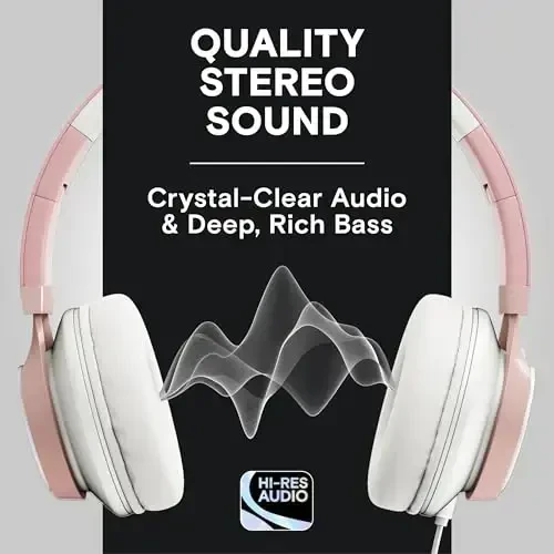 ARTIX CL750 Wired Headphones with Mic & Volume Control — Noise Isolating On-Ear Headphones for Computer and Laptop Wired, Plug in Corded Headphone Over Ear with Wire (Foldable, Aux Jack 3.5mm) - 2