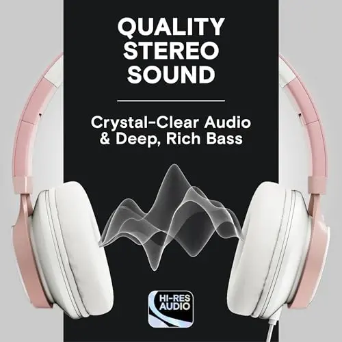 ARTIX CL750 Wired Headphones with Mic & Volume Control — Noise Isolating On-Ear Headphones for Computer and Laptop Wired, Plug in Corded Headphone Over Ear with Wire (Foldable, Aux Jack 3.5mm) - 2