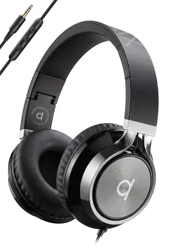 ARTIX CL750 Wired Headphones with Mic & Volume Control — Noise Isolating On-Ear Headphones for Computer and Laptop Wired, Plug in Corded Headphone Over Ear with Wire (Foldable, Aux Jack 3.5mm) - ARTIX