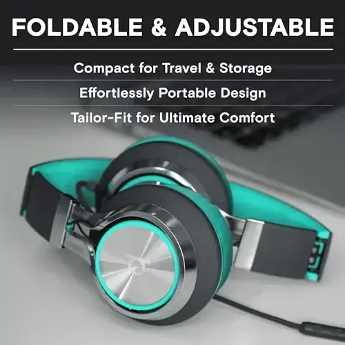 ARTIX CL750 Wired Headphones with Mic & Volume Control — Noise Isolating On-Ear Headphones for Computer and Laptop Wired, Plug in Corded Headphone Over Ear with Wire (Foldable, Aux Jack 3.5mm) - 3