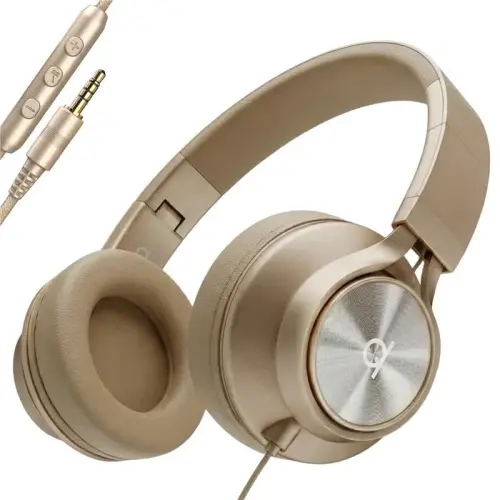 ARTIX CL750 Wired Headphones with Mic & Volume Control — Noise Isolating On-Ear Headphones for Computer and Laptop Wired, Plug in Corded Headphone with Wire (Foldable, Aux Jack 3.5mm) - 1