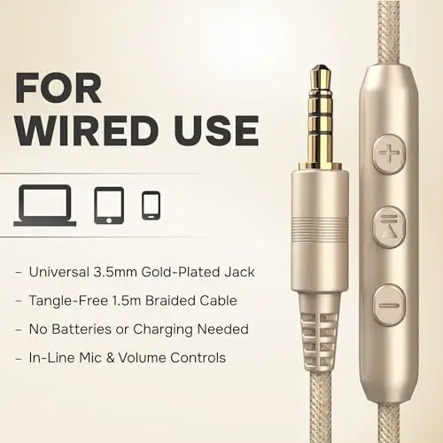 ARTIX CL750 Wired Headphones with Mic & Volume Control — Noise Isolating On-Ear Headphones for Computer and Laptop Wired, Plug in Corded Headphone with Wire (Foldable, Aux Jack 3.5mm) - 3