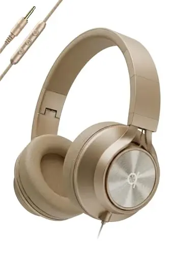 ARTIX CL750 Wired Headphones with Mic — Noise Isolating On-Ear Headphones for Computer and Laptop Wired, Plug in Corded Headphone with Wire (Foldable, Aux Jack 3.5mm) - 1