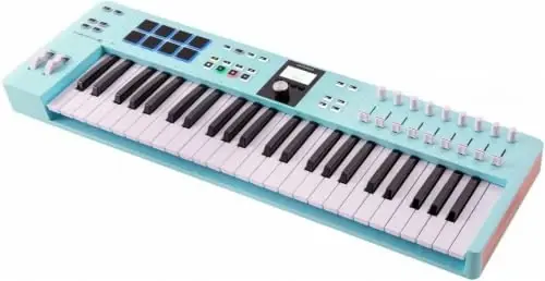 Arturia KeyLab Essential mk3 USB MIDI Controller, 49 Key - Aquamarine | Scale Chord and Arpeggiator modes, deep DAW integration, 2000 Analog Lab V presets, RGB-backlit velocity and pressure pads - ARTURIA (1)