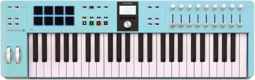 Arturia KeyLab Essential mk3 USB MIDI Controller, 49 Key - Aquamarine | Scale Chord and Arpeggiator modes, deep DAW integration, 2000 Analog Lab V presets, RGB-backlit velocity and pressure pads - 1