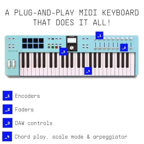 Arturia KeyLab Essential mk3 USB MIDI Controller, 49 Key - Aquamarine | Scale Chord and Arpeggiator modes, deep DAW integration, 2000 Analog Lab V presets, RGB-backlit velocity and pressure pads - 3