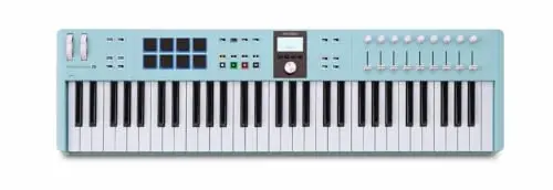 Arturia KeyLab Essential mk3 USB MIDI Controller, 61 Key - Aquamarine | Scale Chord and Arpeggiator modes, deep DAW integration, 2000 Analog Lab V presets, RGB-backlit velocity and pressure pads - ARTURIA