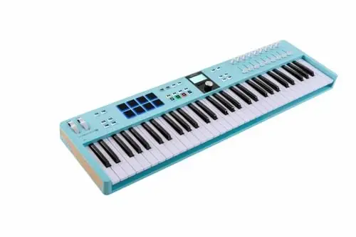 Arturia KeyLab Essential mk3 USB MIDI Controller, 61 Key - Aquamarine | Scale Chord and Arpeggiator modes, deep DAW integration, 2000 Analog Lab V presets, RGB-backlit velocity and pressure pads - ARTURIA (1)