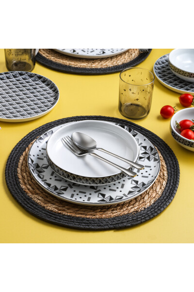 Arty Dinner Set 24 Pieces - Black - 10