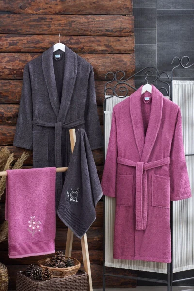 Arya 4-Piece Hooded Bathrobe Set Cotton Embroidered Dowry Set - 1