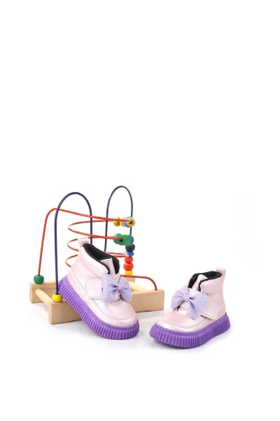 Arzn-4130 Hook and Loop Non-Slip Sole Baby Girl Boots - WALKENZO