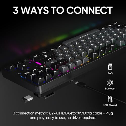 ARZOPA Wireless Mechanical Gaming Keyboard, 87 Keys RGB Backlit Gasket Mount PC Gaming Keyboard, Compact Hot-Swappable Mechanical Keyboard, Sound Absorbing Pads, Custom Switch-K87 - 3