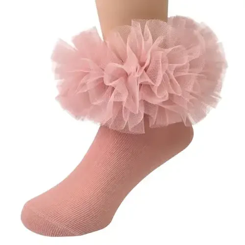 TWINKLING AT DOWN Girls socks fluffy ruffled edge princess dress socks lace dance socks newborn/baby/toddler/girl - 1