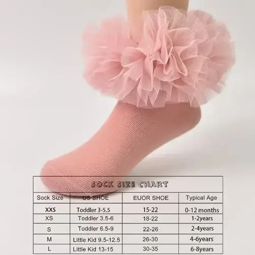 TWINKLING AT DOWN Girls socks fluffy ruffled edge princess dress socks lace dance socks newborn/baby/toddler/girl - 6