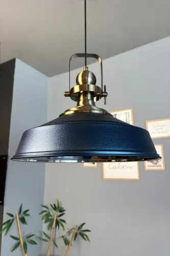 Asaletli Dokulu Lacivert Tekli Avize Eskitme Başlık Retro Sarkıt Lamba Restoran Cafe Salon Avizeleri - Dokulu Lacivert - 3