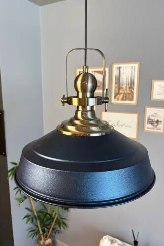Asaletli Dokulu Lacivert Tekli Avize Eskitme Başlık Retro Sarkıt Lamba Restoran Cafe Salon Avizeleri - Dokulu Lacivert - BAMYUM (1)
