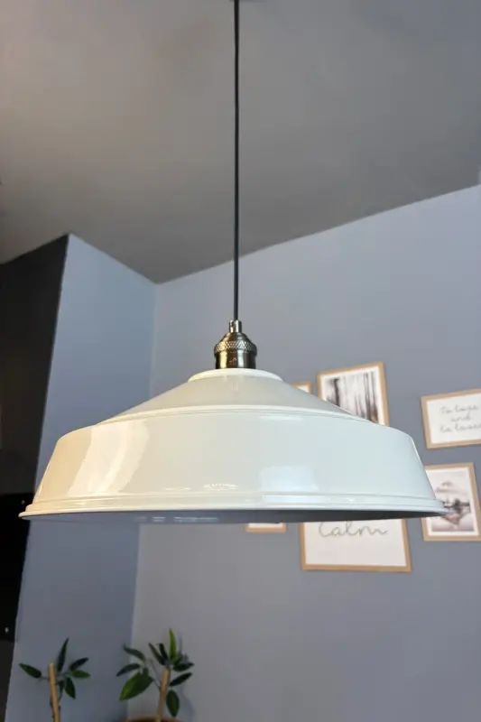 Asaletli Krem Tekli Avize Eskitme Lale Başlık Retro Sarkıt Lamba Restoran Cafe Salon Avizeleri - Krem - 3