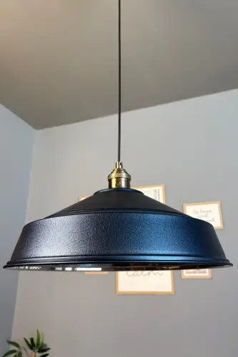 Asaletli Lacivert Tekli Avize Eskitme Lale Başlık Retro Sarkıt Lamba Restoran Cafe Salon Avizeleri - lacivert - 1