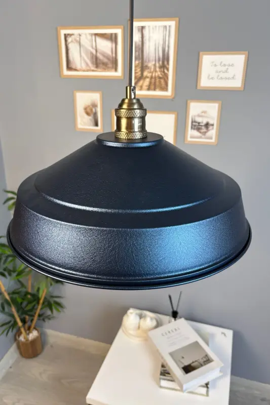 Asaletli Lacivert Tekli Avize Eskitme Lale Başlık Retro Sarkıt Lamba Restoran Cafe Salon Avizeleri - lacivert - 3