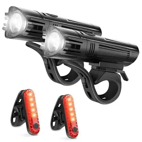 Ascher Ultra Bright USB Rechargeable Bike Light Set, Powerful Bicycle Front Headlight and Back Taillight, 4 Light Modes, Easy to Install for Men Women Kids Road Mountain Cycling Black - 6