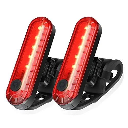 Ascher USB Rechargeable LED Bike Tail Light 2 Pack, Bright Bicycle Rear Cycling Safety Flashlight, 4 Light Mode Options for Adults Kids Men Women Road Mountain(2 USB Cables Included) - 1