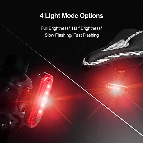 Ascher USB Rechargeable LED Bike Tail Light 2 Pack, Bright Bicycle Rear Cycling Safety Flashlight, 4 Light Mode Options for Adults Kids Men Women Road Mountain(2 USB Cables Included) - 4