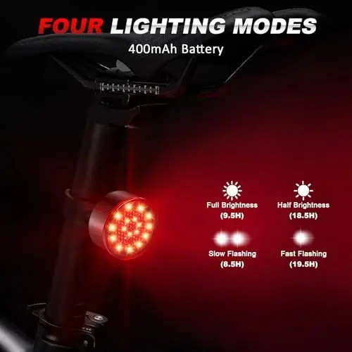 Ascher USB Rechargeable LED Bike Tail Lights 2 Pack, Bright Bicycle Cycling Rear Light, 4 Light Mode Options Safety Bike Light for Adults Kids Men Women Road Mountain(2 USB Cables Included) - ASCHER (1)