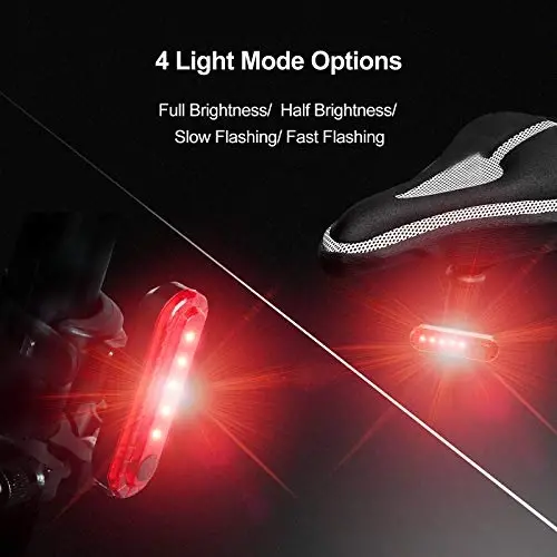 Ascher USB Rechargeable LED Bike Tail Lights 2 Pack, Bright Bicycle Cycling Rear Light, 4 Light Mode Options Safety Bike Light for Adults Kids Men Women Road Mountain(2 USB Cables Included) - 3
