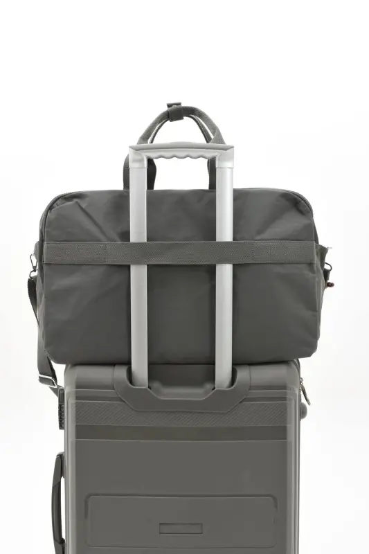 Asco Model Unısex Büyük Boy Su Geçirmez Krinkıl Kumaş Çapraz Ve Omuz Askılı Seyahat Spor Tatil Çanta-Antrasit - 4