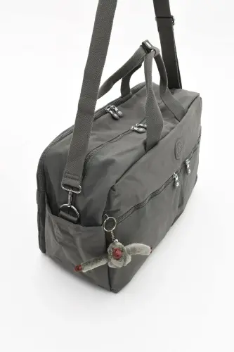 Asco Model Unısex Büyük Boy Su Geçirmez Krinkıl Kumaş Çapraz Ve Omuz Askılı Seyahat Spor Tatil Çanta-Antrasit - 8