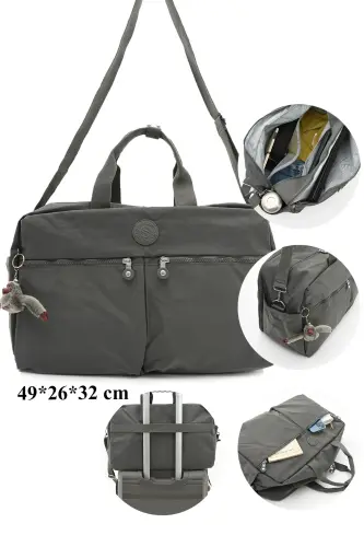 Asco Model Unısex Büyük Boy Su Geçirmez Krinkıl Kumaş Çapraz Ve Omuz Askılı Seyahat Spor Tatil Çanta-Antrasit 