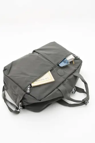 Asco Model Unısex Büyük Boy Su Geçirmez Krinkıl Kumaş Çapraz Ve Omuz Askılı Seyahat Spor Tatil Çanta-Antrasit - 3