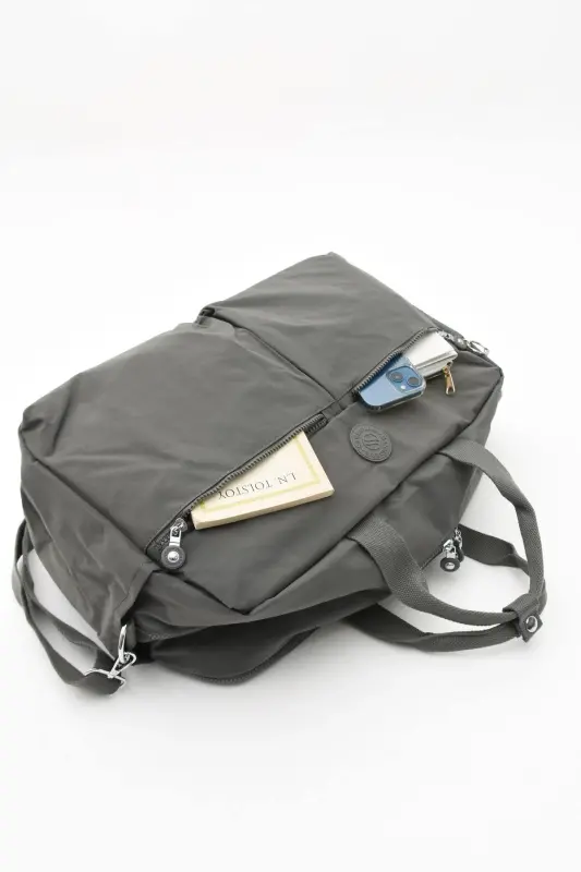 Asco Model Unısex Büyük Boy Su Geçirmez Krinkıl Kumaş Çapraz Ve Omuz Askılı Seyahat Spor Tatil Çanta-Antrasit - 3