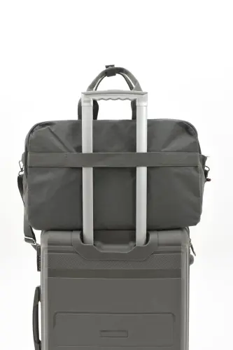 Asco Model Unısex Büyük Boy Su Geçirmez Krinkıl Kumaş Çapraz Ve Omuz Askılı Seyahat Spor Tatil Çanta-Antrasit - 4