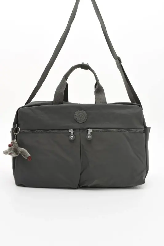 Asco Model Unısex Büyük Boy Su Geçirmez Krinkıl Kumaş Çapraz Ve Omuz Askılı Seyahat Spor Tatil Çanta-Antrasit - 7